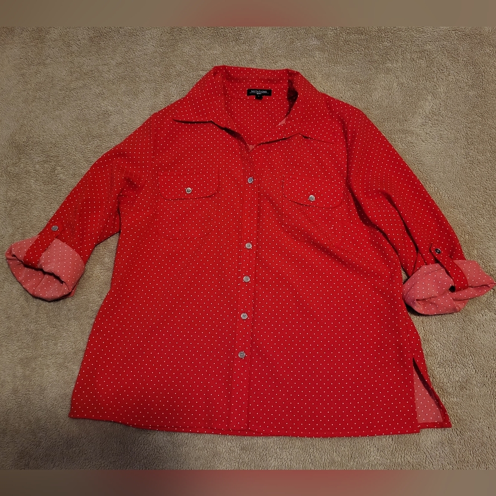 Red and White Polka Dot Blouse